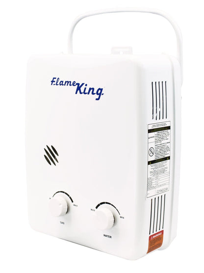 Flame King Tankless Outdoor Portable Camping Hot Shower Propane Gas 5L 1.32GPM Water Heater 34,000 BTU - Angler's Pro Tackle & Outdoors