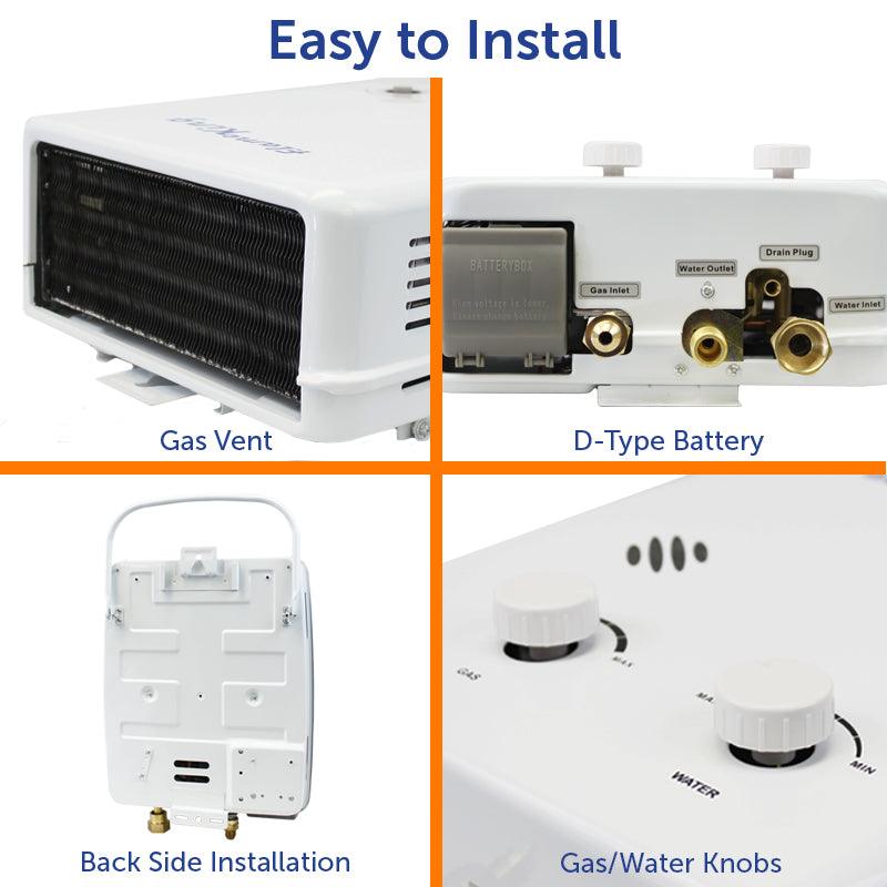 Flame King Tankless Outdoor Portable Camping Hot Shower Propane Gas 5L 1.32GPM Water Heater 34,000 BTU - Angler's Pro Tackle & Outdoors