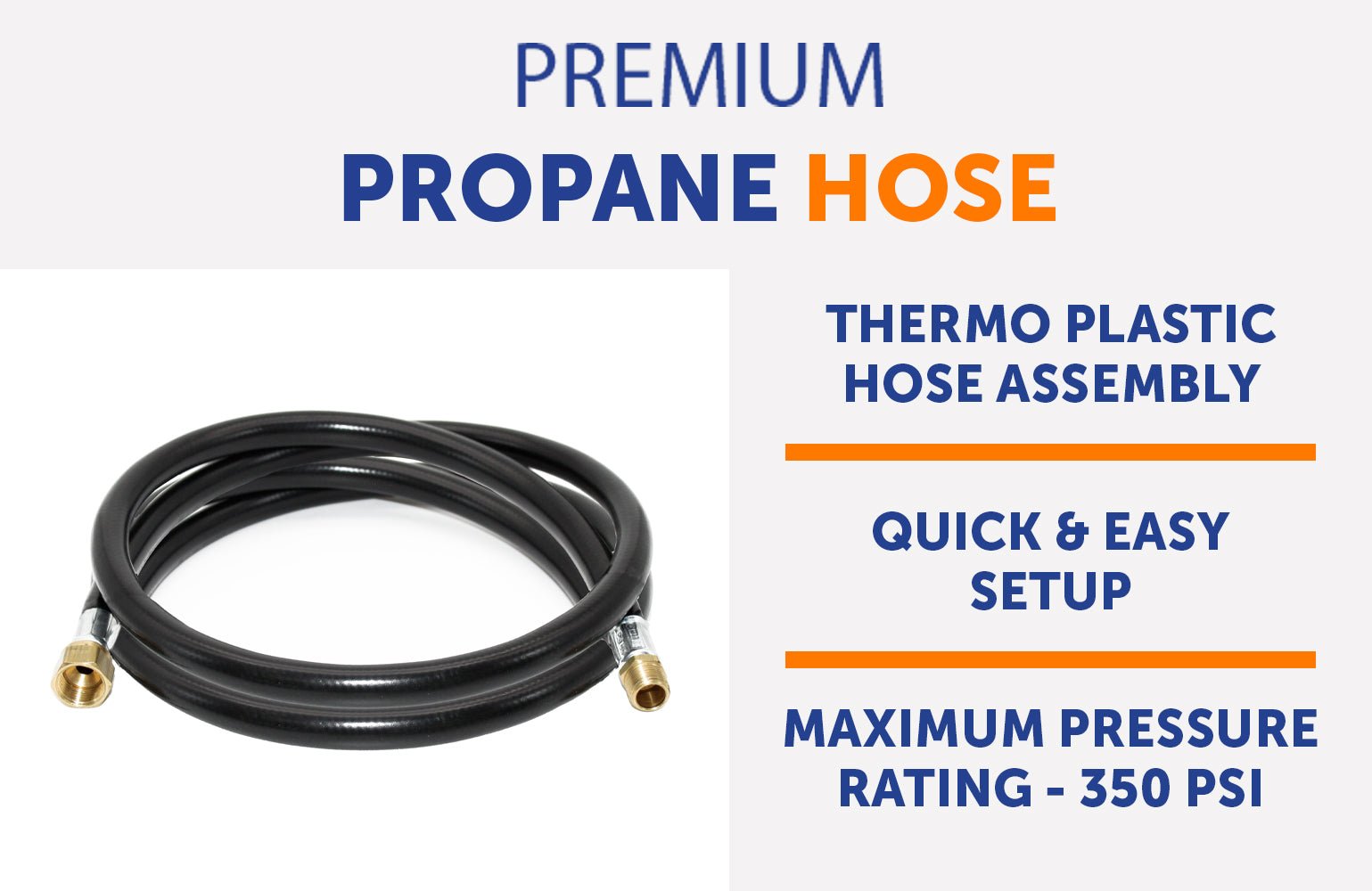 Flame King Thermo Plastic Hose Assembly for LP and Natural Gas, 60 Inch, 3/8 Inch - Angler's Pro Tackle & Outdoors