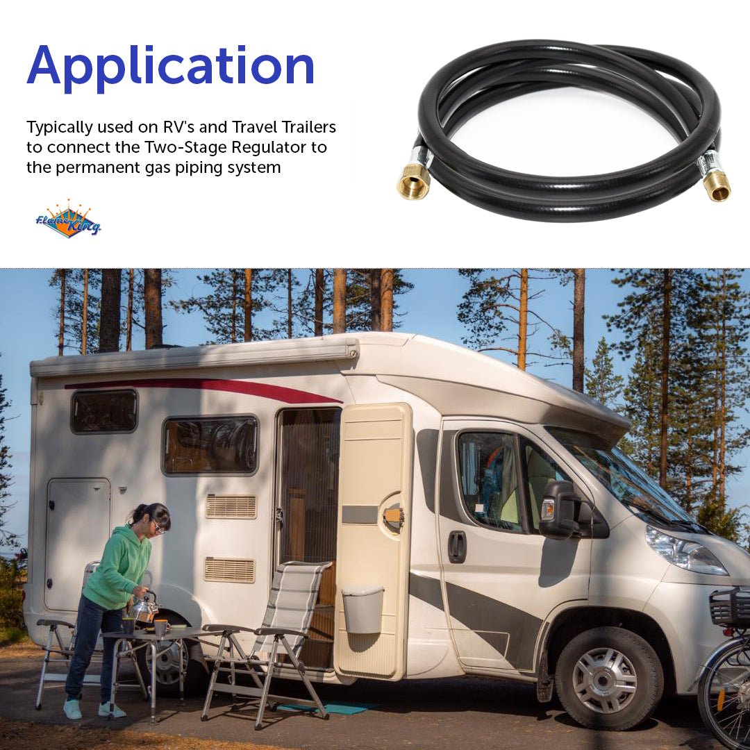 Flame King Thermo Plastic Hose Assembly for LP and Natural Gas, 60 Inch, 3/8 Inch - Angler's Pro Tackle & Outdoors