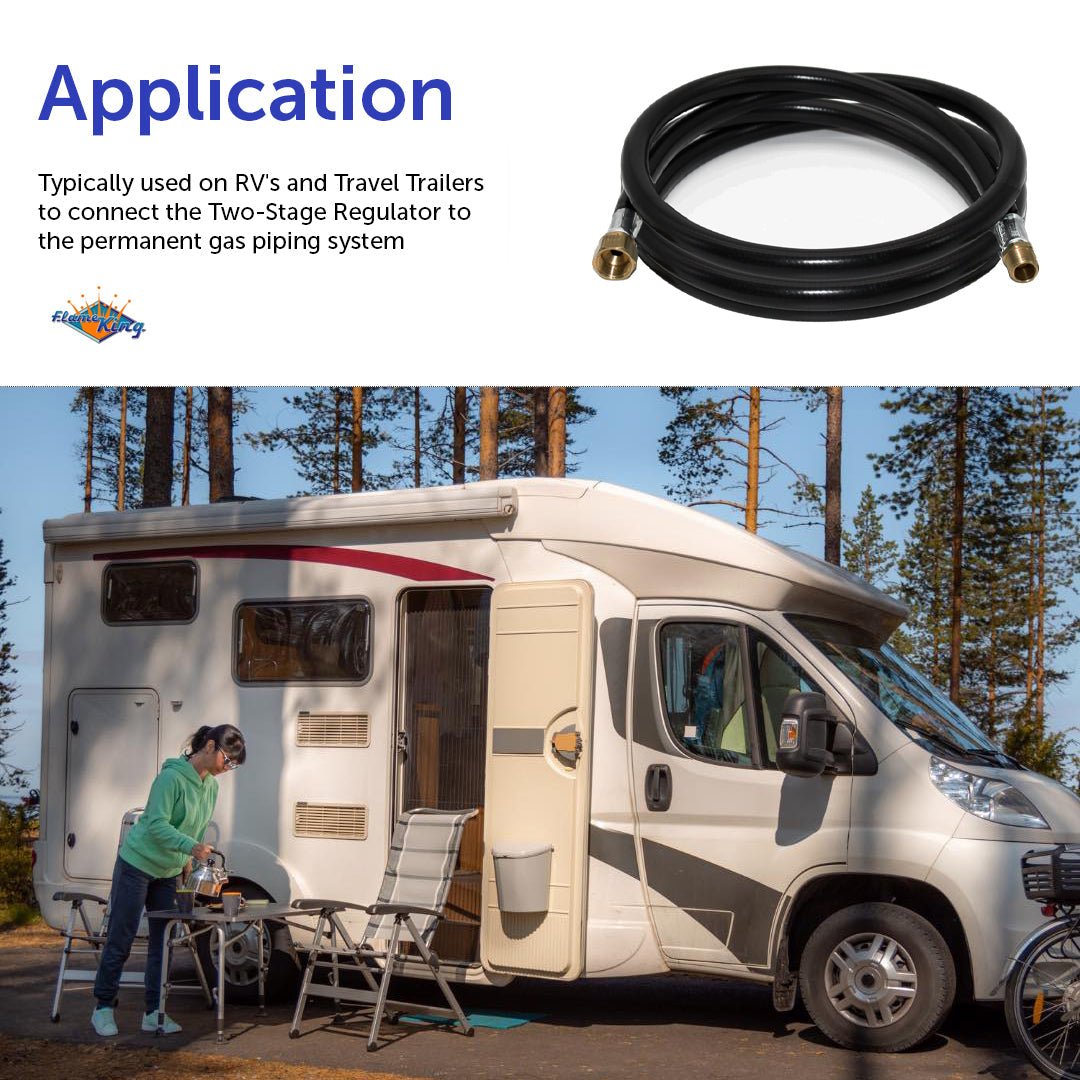 Flame King Thermo Plastic Hose Assembly for LP and Natural Gas, 96 Inch, 3/8 Inch - Angler's Pro Tackle & Outdoors