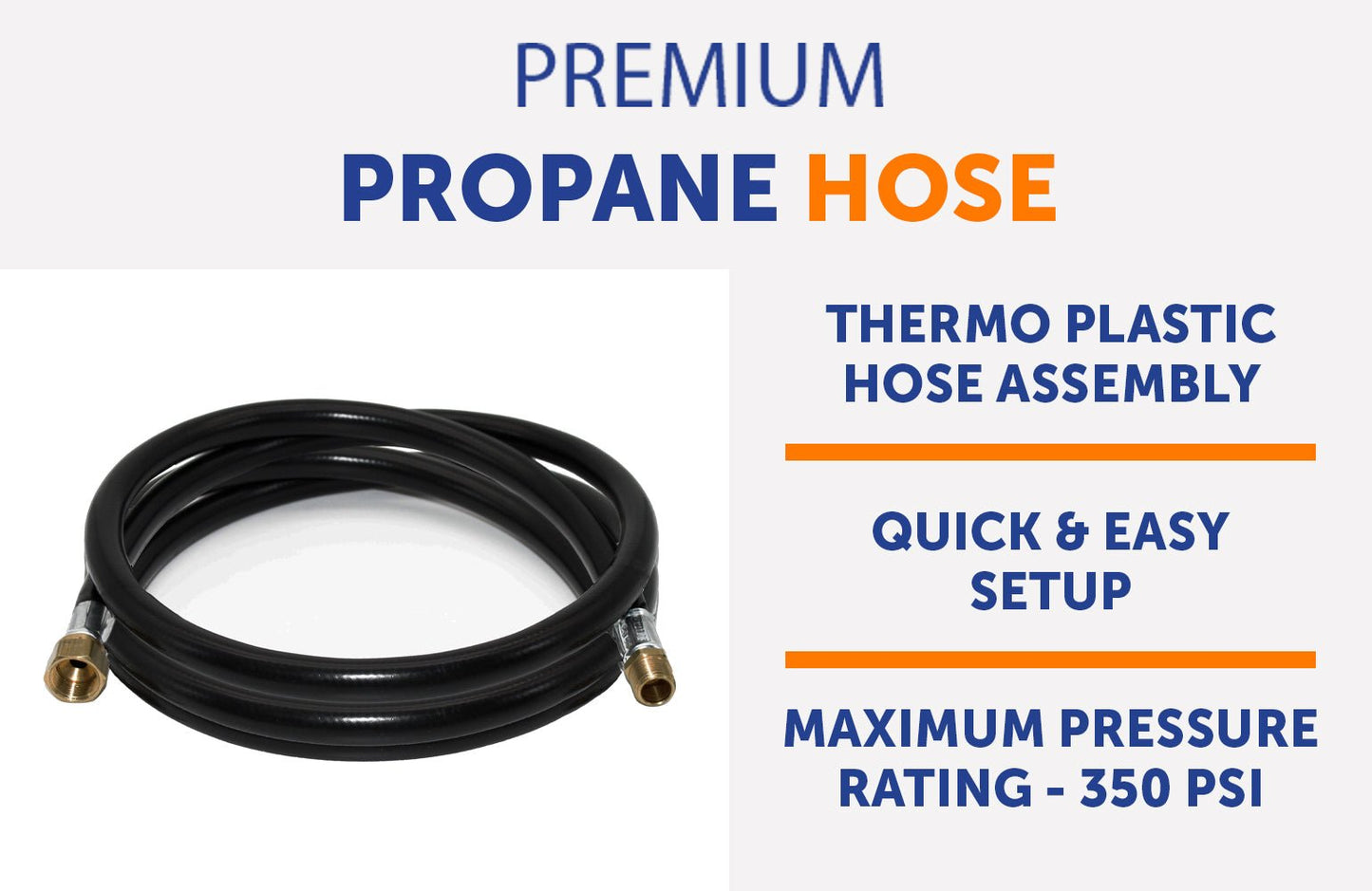 Flame King Thermo Plastic Hose Assembly for LP and Natural Gas, 96 Inch, 3/8 Inch - Angler's Pro Tackle & Outdoors