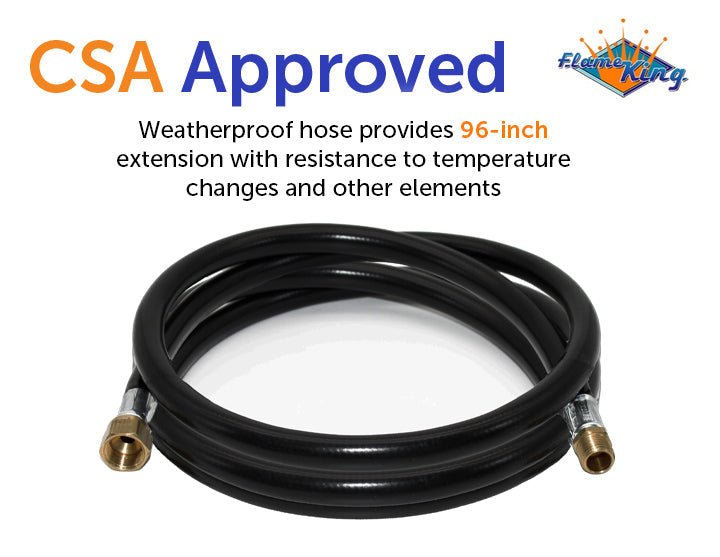 Flame King Thermo Plastic Hose Assembly for LP and Natural Gas, 96 Inch, 3/8 Inch - Angler's Pro Tackle & Outdoors