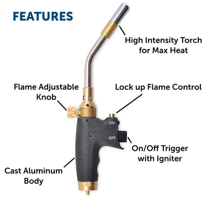 Flame King Welding Professional Auto - Ignition Max Heat Propane Torch Head - Angler's Pro Tackle & Outdoors