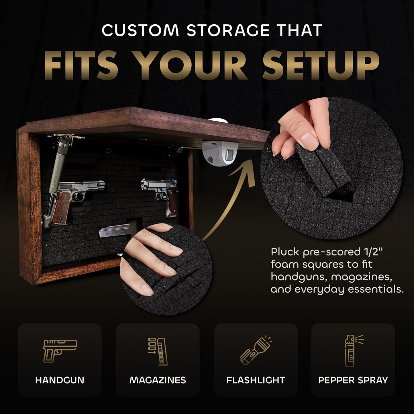 Bellewood Designs - Wood Gun Cabinet Birds In A Tree Wall Decoration - Hidden Gun Safe To Securely Store Your Gun In Plain Sight