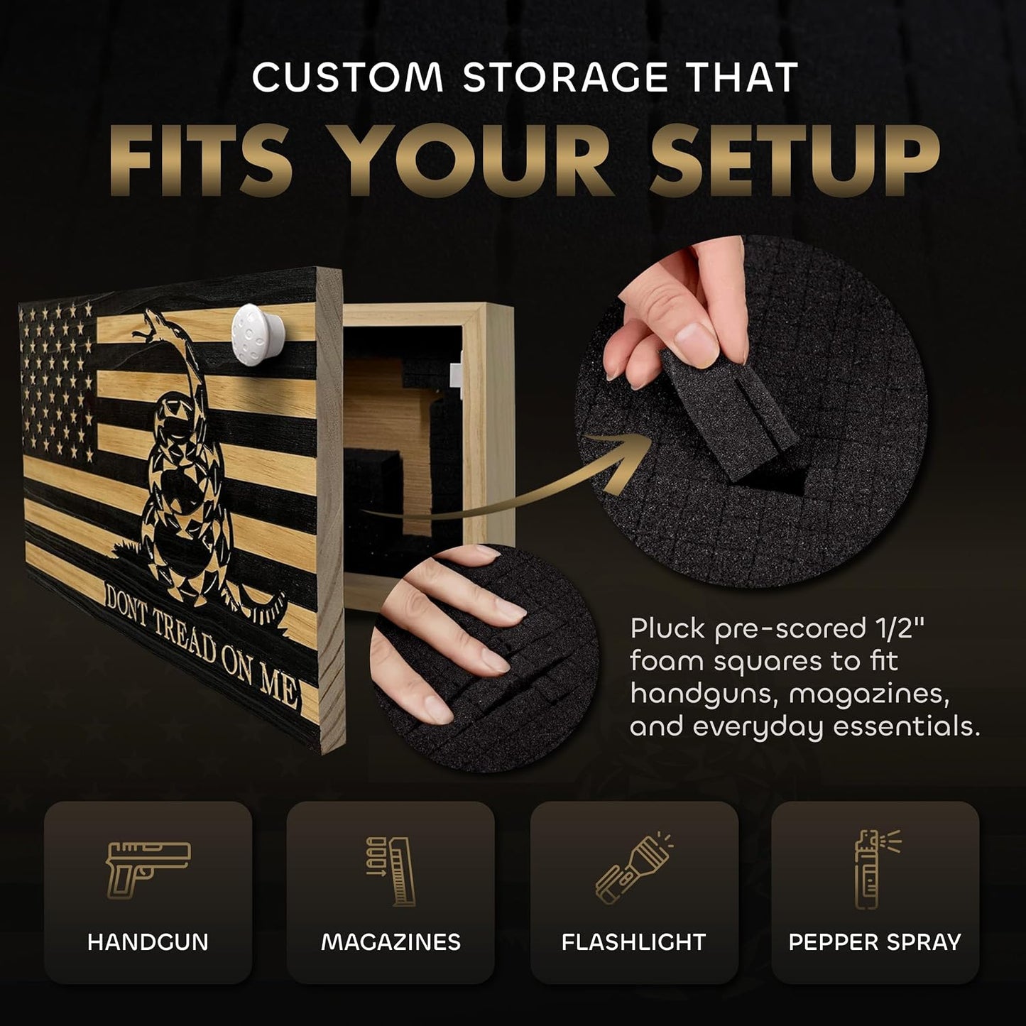Bellewood Designs - Dont Tread On Me Secure Wall-Mounted Gun Cabinet (Stripes)