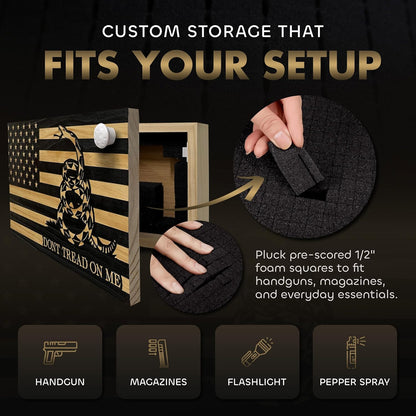 Bellewood Designs - Dont Tread On Me Secure Wall-Mounted Gun Cabinet (Stripes)