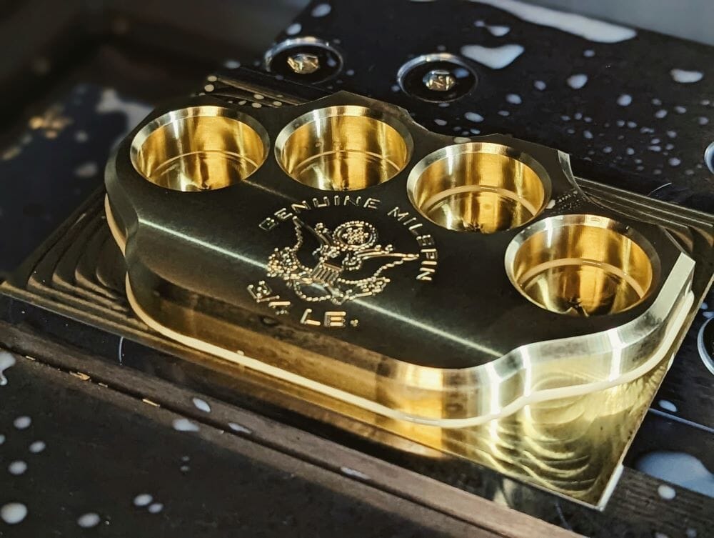 Milspin 3/4lb Brass Knuckle Non-Customizable Solid Brass Paperweight (MILSPIN Logo Only)