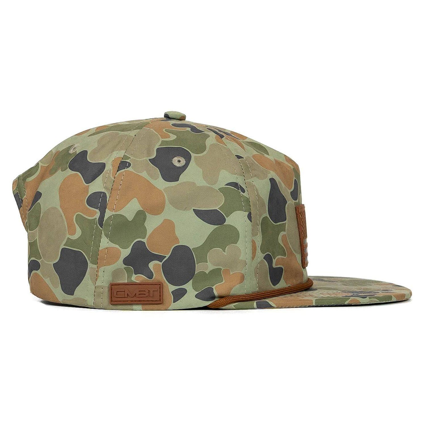Combat Iron Apparel American Flag Leather Patch Crushable Rope Snapback Hat