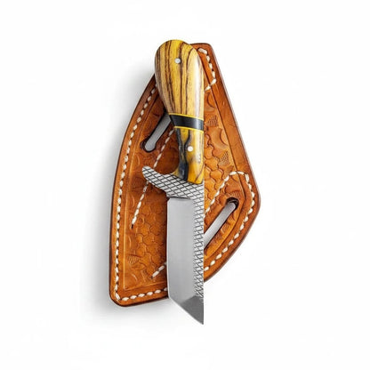 Frontier Cowboy Gear The Iron Maverick – Custom Handmade Rasp Steel Ranch Knife with Olivewood & Black Resin Handle & Leather Sheath