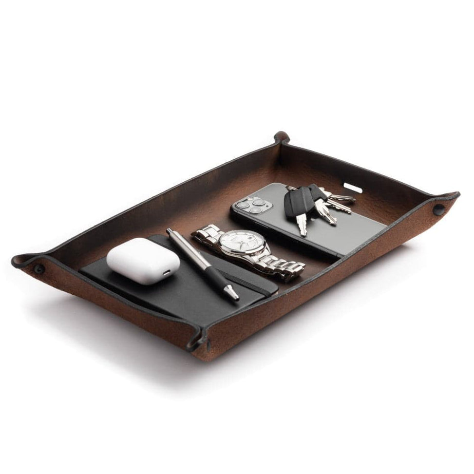 Main Street Forge - Full Grain Leather Valet Tray / Charging Station
