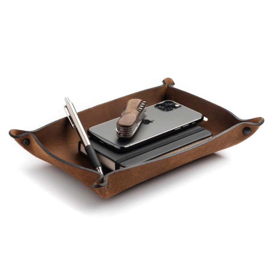 Main Street Forge - Full Grain Leather Valet Tray / Charging Station