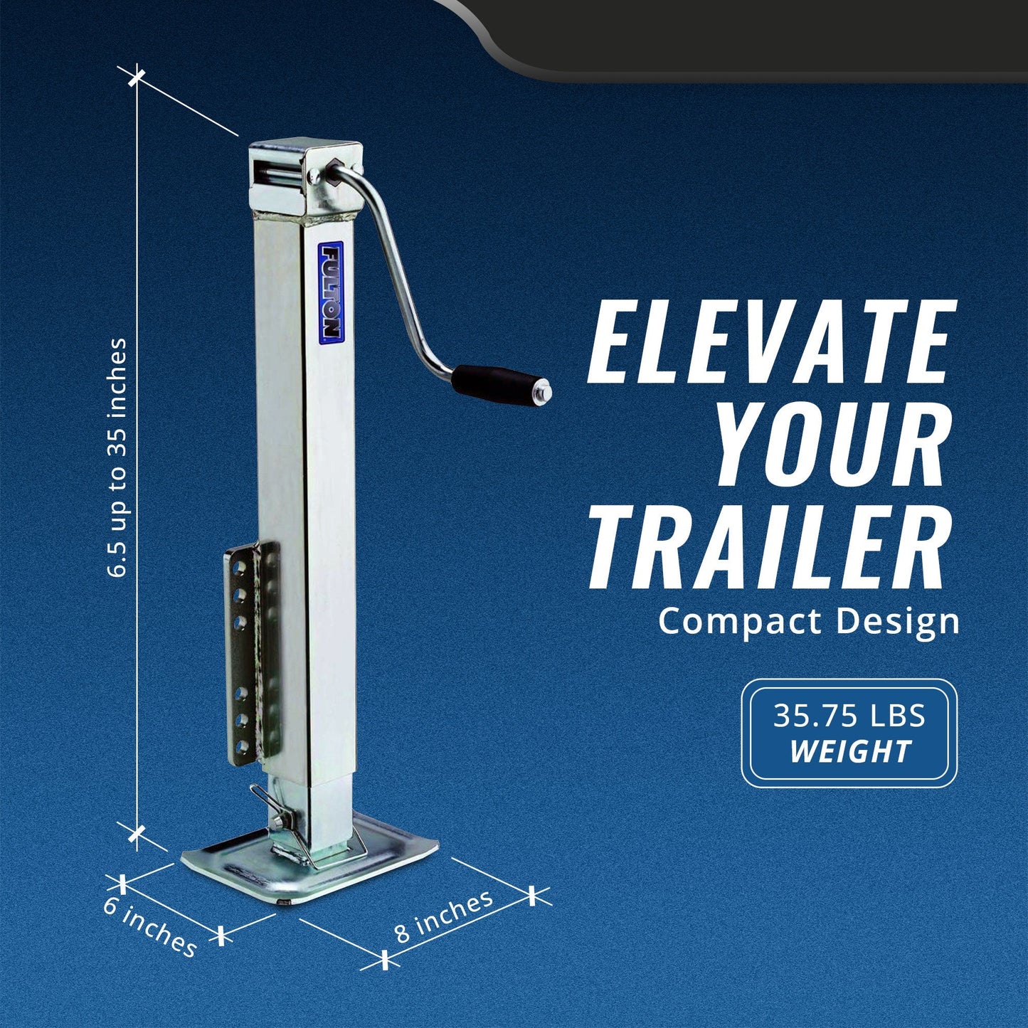 Fulton Bolt On 5000 Lb Square Tube & Fixed Mount Trailer Tongue Jack w/ Drop Leg - Angler's Pro Tackle & Outdoors