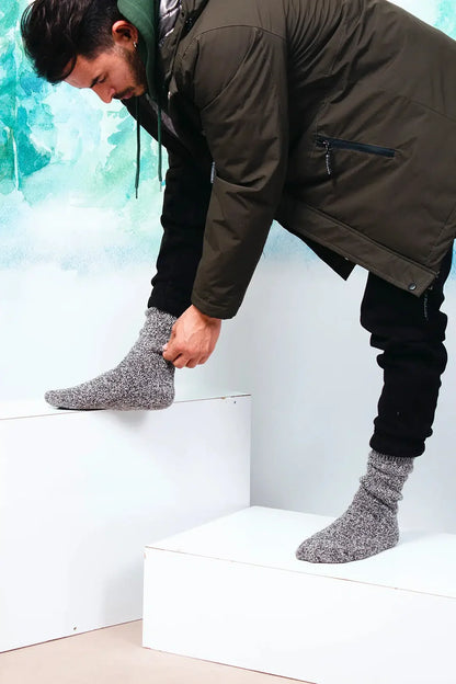 GoWith Men's Merino Wool Extra Thick Full Terry Fuzzy Crew Socks