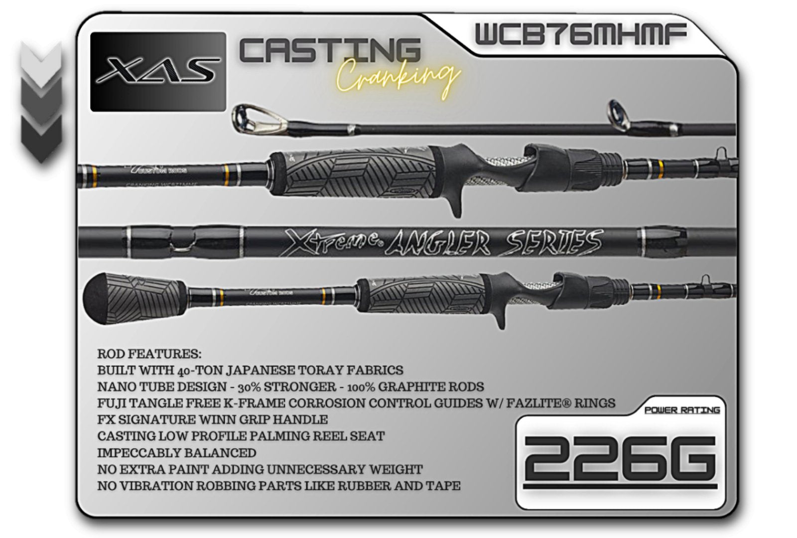 FX Custom Rods XAS 7'6" Medium Hvy Mod - Fast **Cranking** Casting Rods - Angler's Pro Tackle & Outdoors