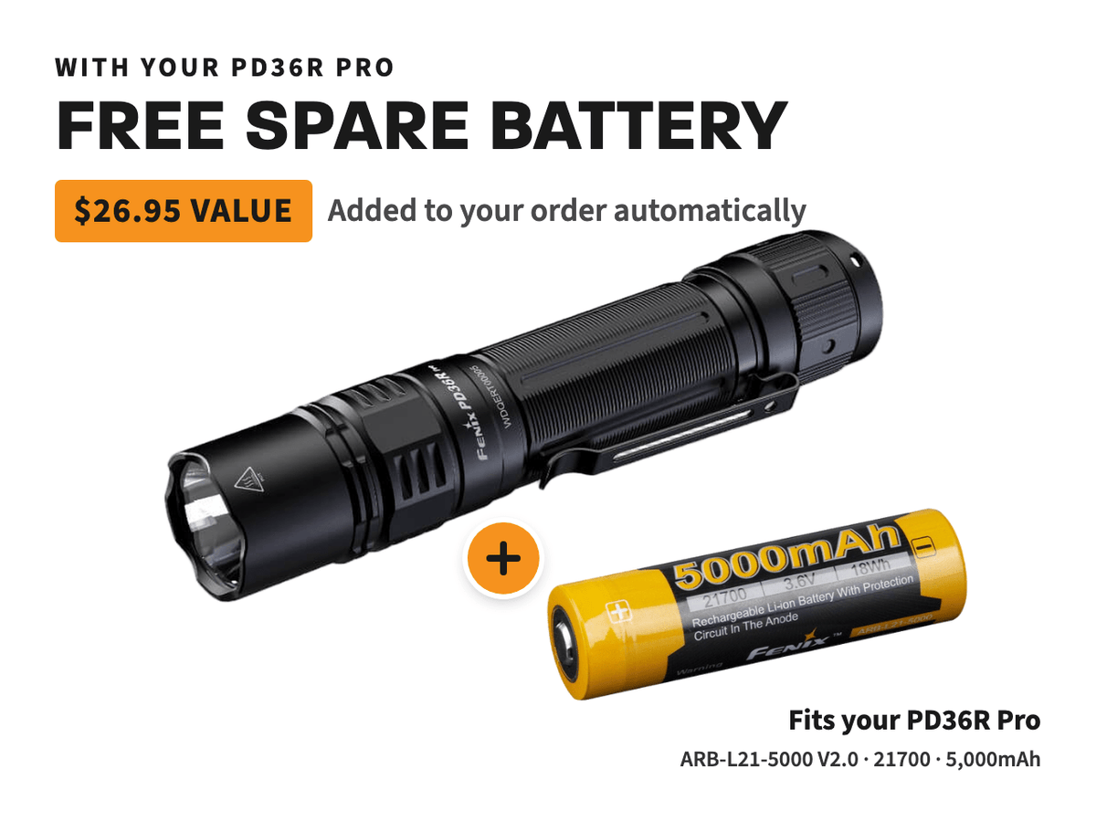 Fenix PD36R Pro 2800 Lumen Flashlight + Free E03Rv2 (optional)