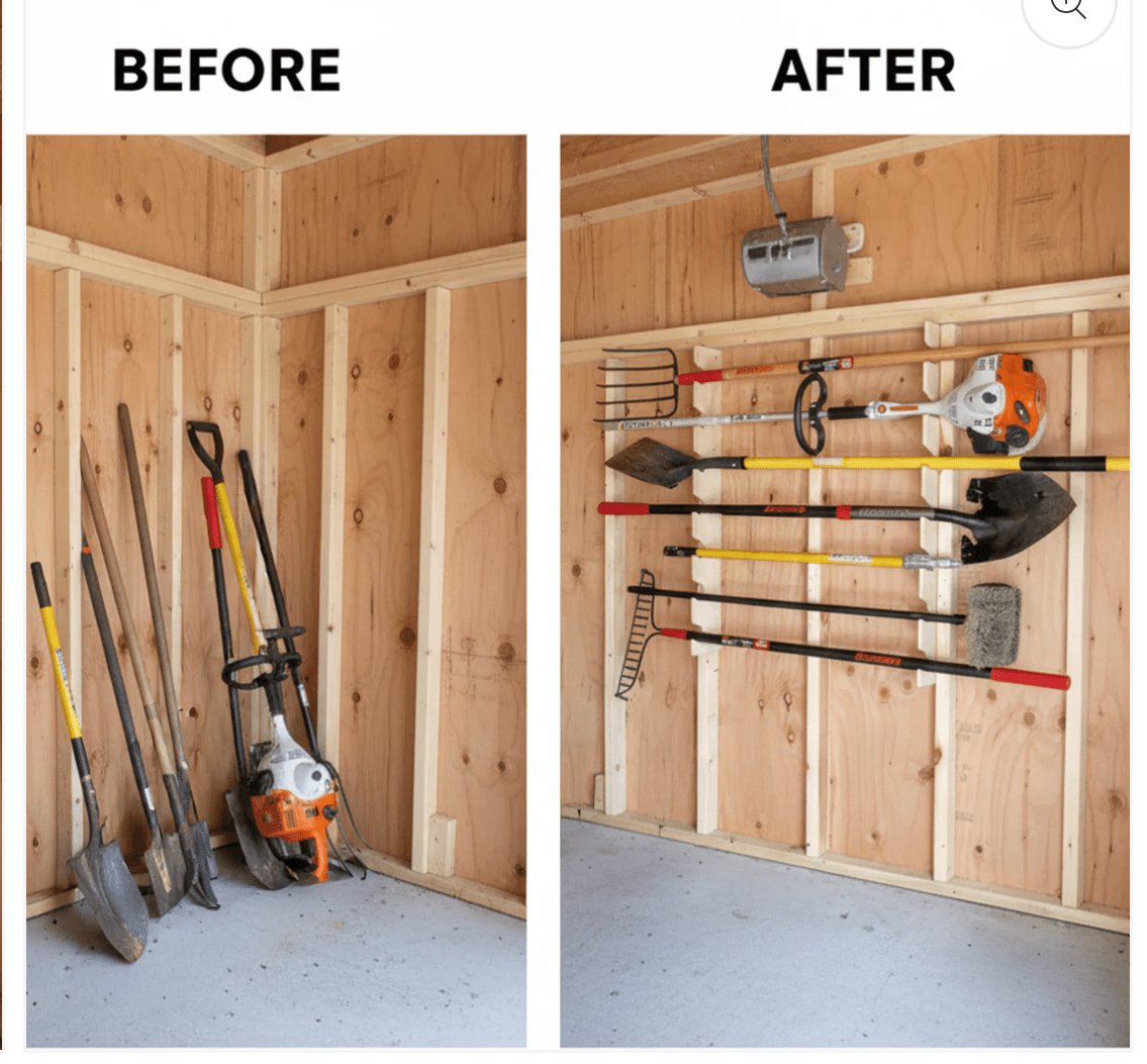 HangThis Up - Best Yard Tool Rack, Garden Tool Organizer, Shed Organization, Universal Garden Tool Storage Rack, Yard Tool Storage Rack