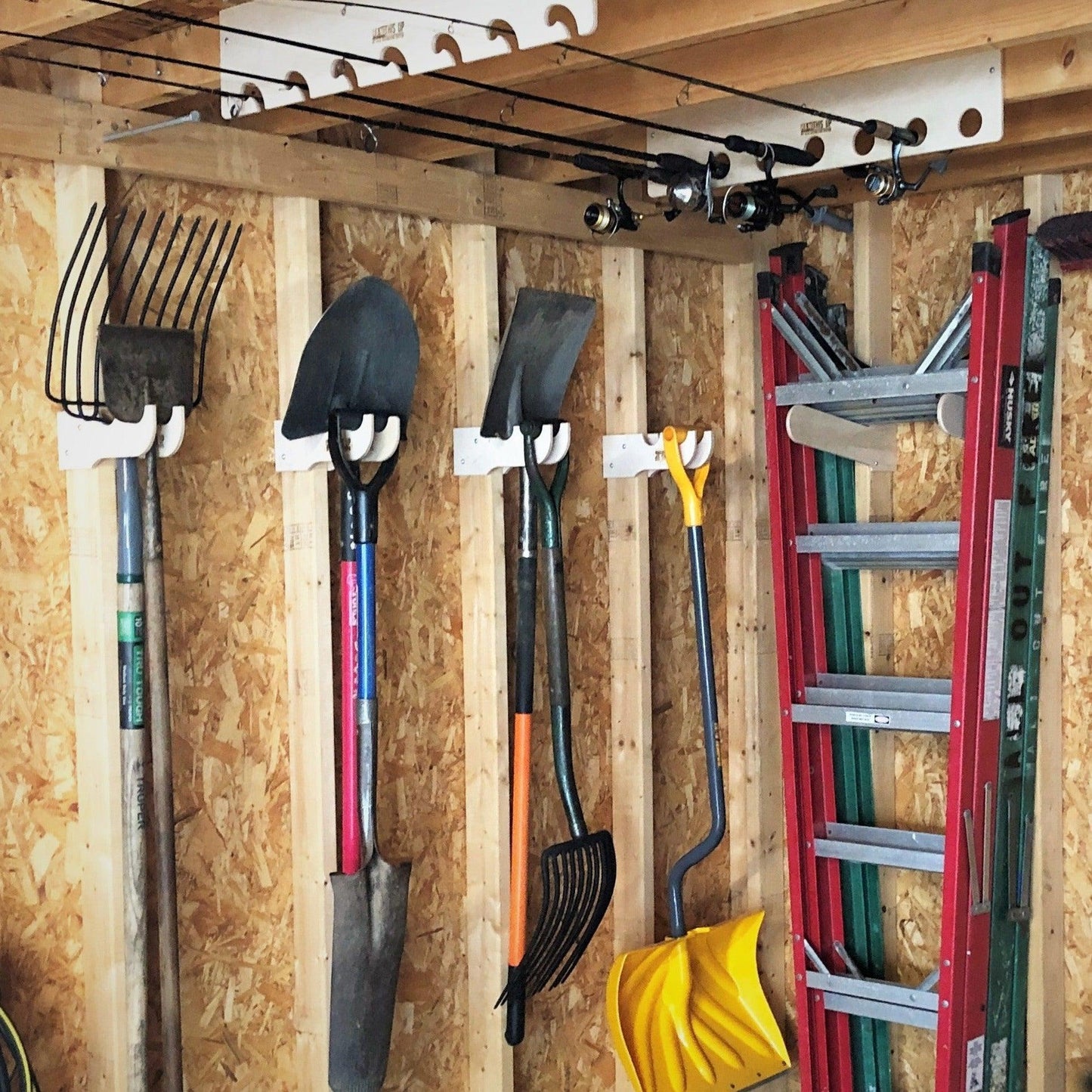 HangThis Up - Garden Yard Tool Organizer,  Yard Tool Rack, Outdoor Shed Tool Organizer, Shed Tool Rack, Shed Organizer, Outdoor Storage, Yard Tool Storage Rack