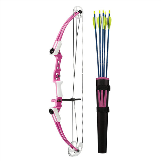 Genesis Mini, Youth Compound Bow and Arrow Kit with Quiver, Left Handed, Pink - Angler's Pro Tackle & Outdoors