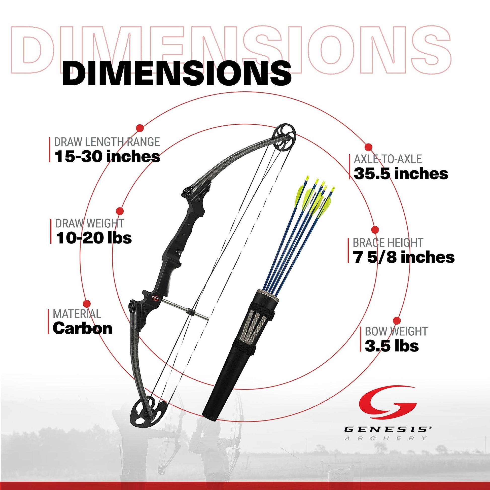 Genesis Original Lightweight Archery Compound Bow/Arrow Set, Left Handed, Carbon - Angler's Pro Tackle & Outdoors