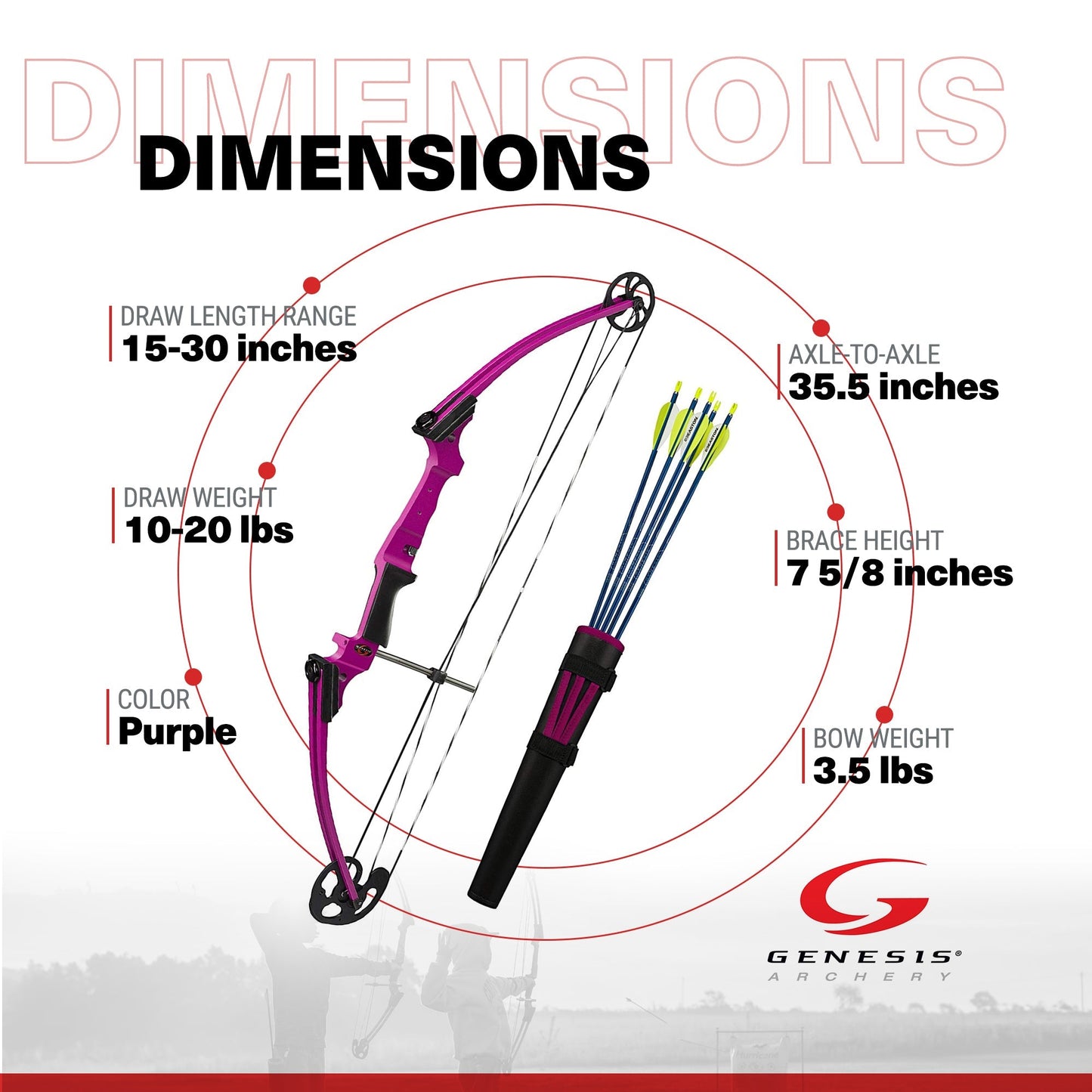 Genesis Original Lightweight Archery Compound Bow/Arrow Set, Left Handed, Purple - Angler's Pro Tackle & Outdoors