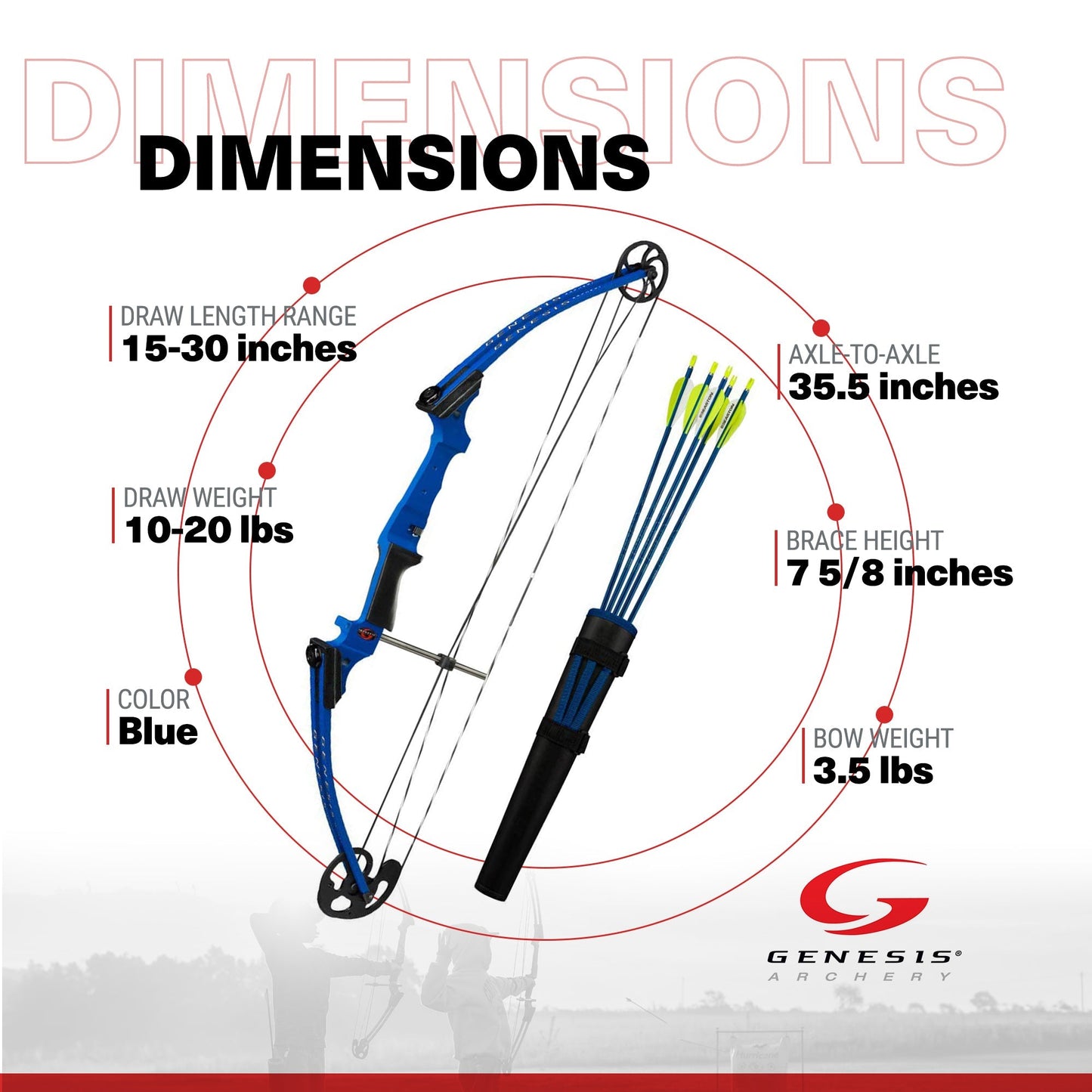 Genesis Original Lightweight Archery Compound Bow/Arrow Set, Right Handed, Blue - Angler's Pro Tackle & Outdoors