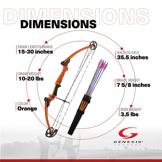 Genesis Original Lightweight Archery Compound Bow/Arrow Set, Right Handed,Orange - Angler's Pro Tackle & Outdoors