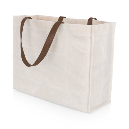 Picnic Time Market Waxed Canvas Tote with Leatherette Handles