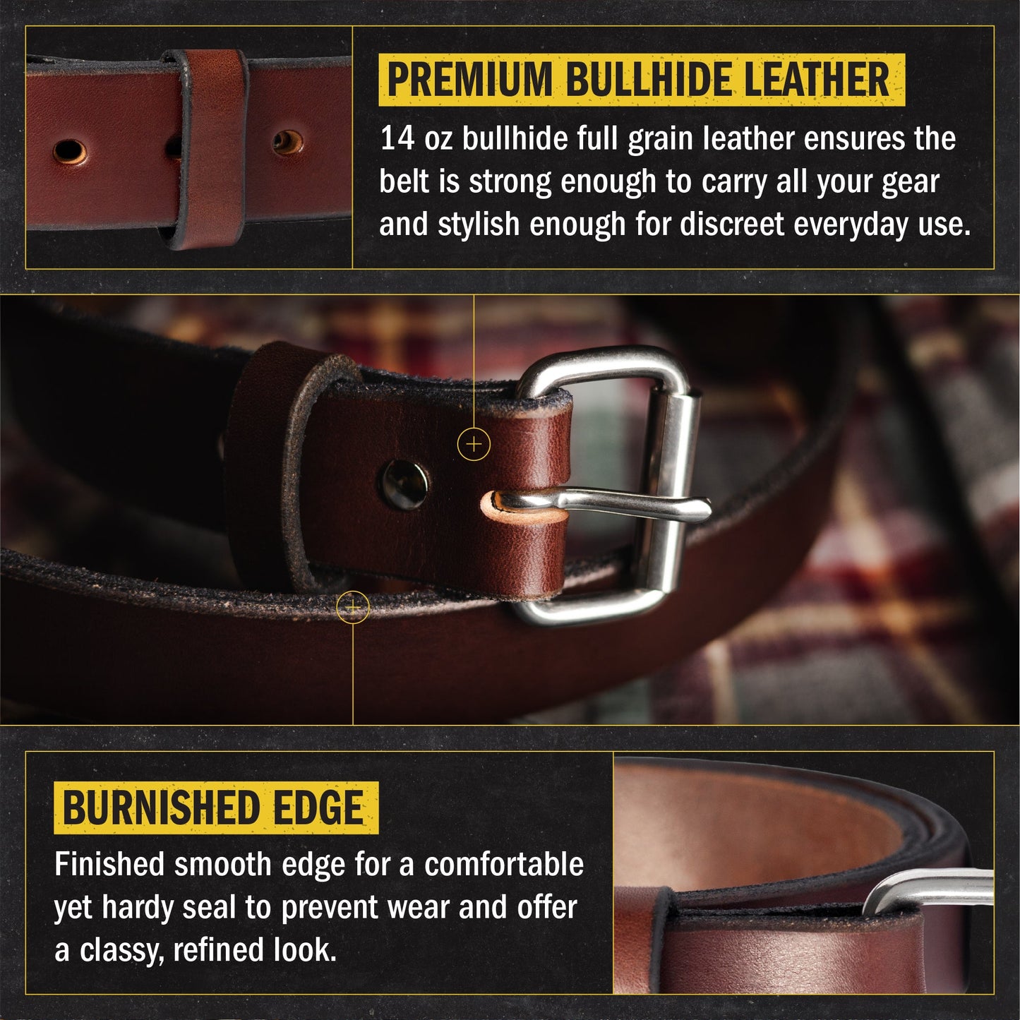 Relentless Tactical The Guardian Gun Belt - Made in USA - Lifetime Warranty - 14 oz Leather