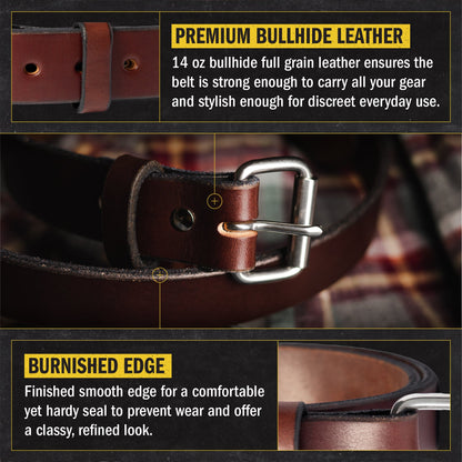 Relentless Tactical The Guardian Gun Belt - Made in USA - Lifetime Warranty - 14 oz Leather