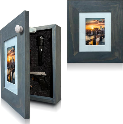 Bellewood Designs - Picture Frame Hidden Gun Storage Cabinet Home Decor