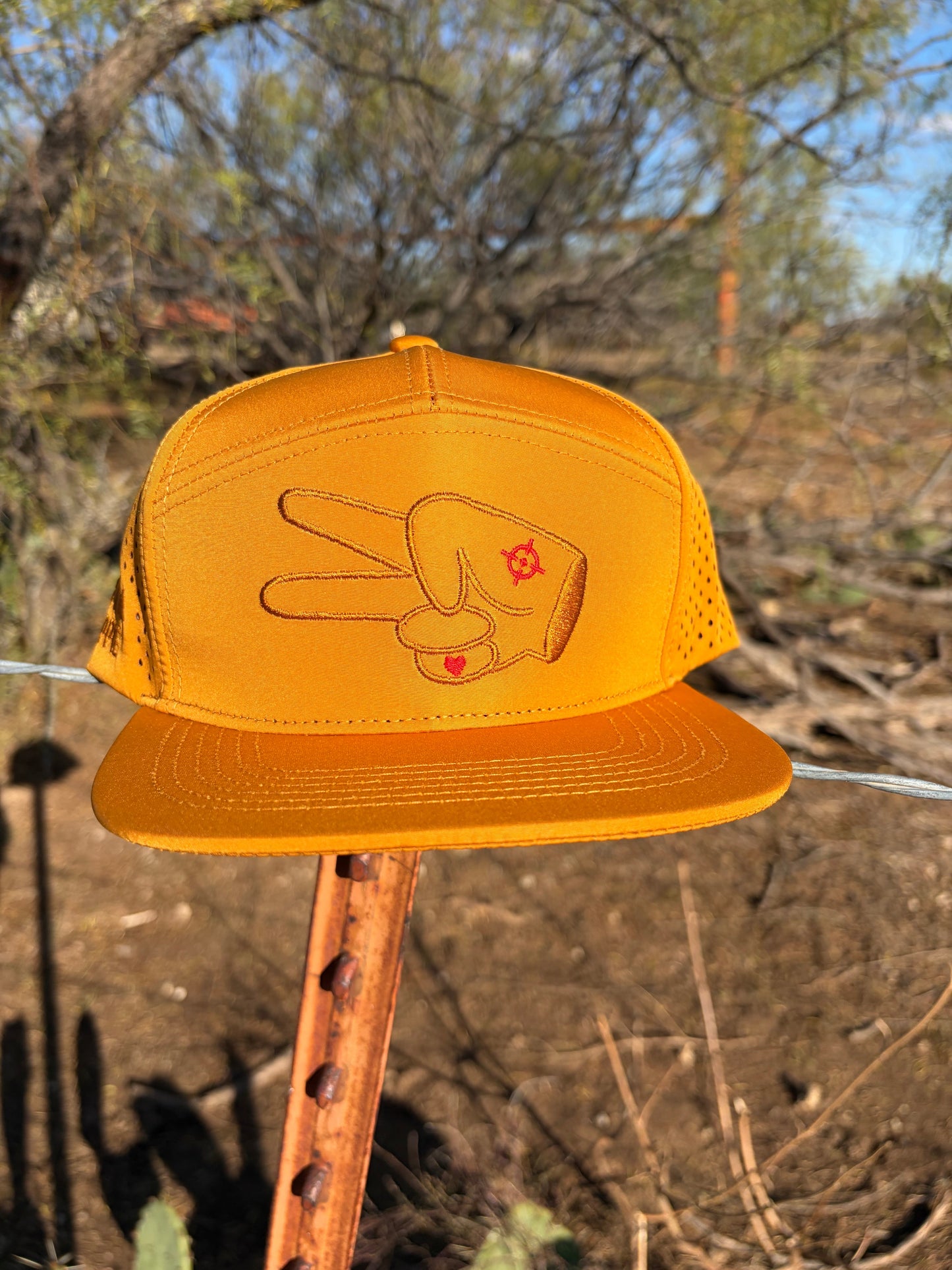 Hustlin Hippie PL Series Hydro Snapback- GOLDEN BURNT ORANGE- LOGO w/ BOLD style