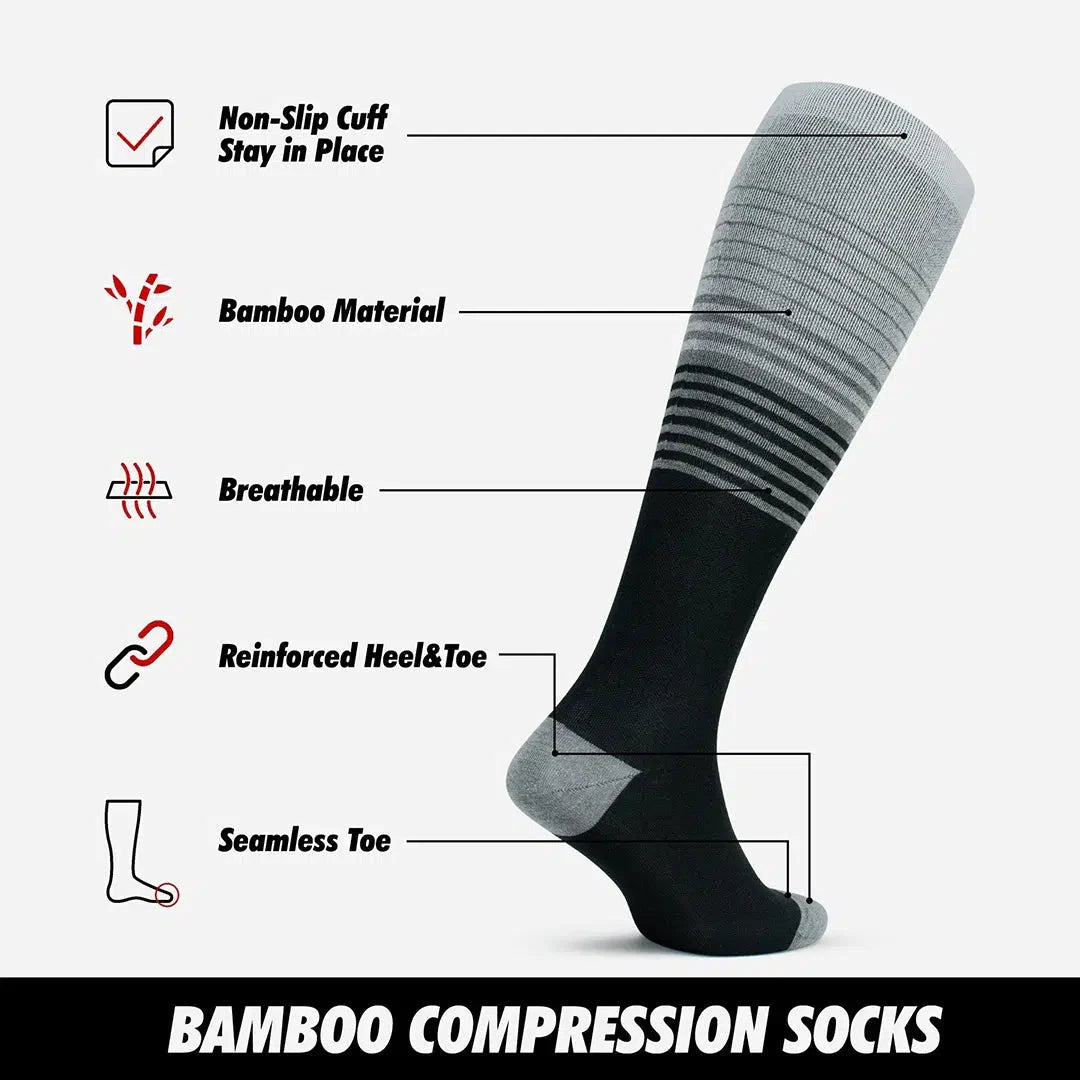 GoWith 15 - 20 mmHg Knee High Bamboo Compression Socks for Men & Women - No Cushion - Angler's Pro Tackle & Outdoors