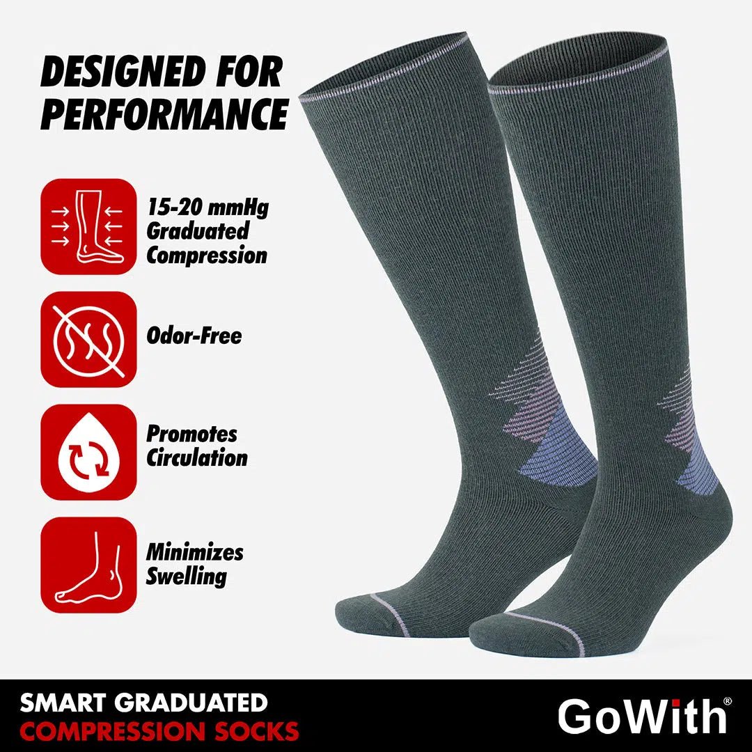 GoWith 15 - 20 mmHg Merino Wool Compression Socks for Men & Women - Cushioned Sole - Angler's Pro Tackle & Outdoors