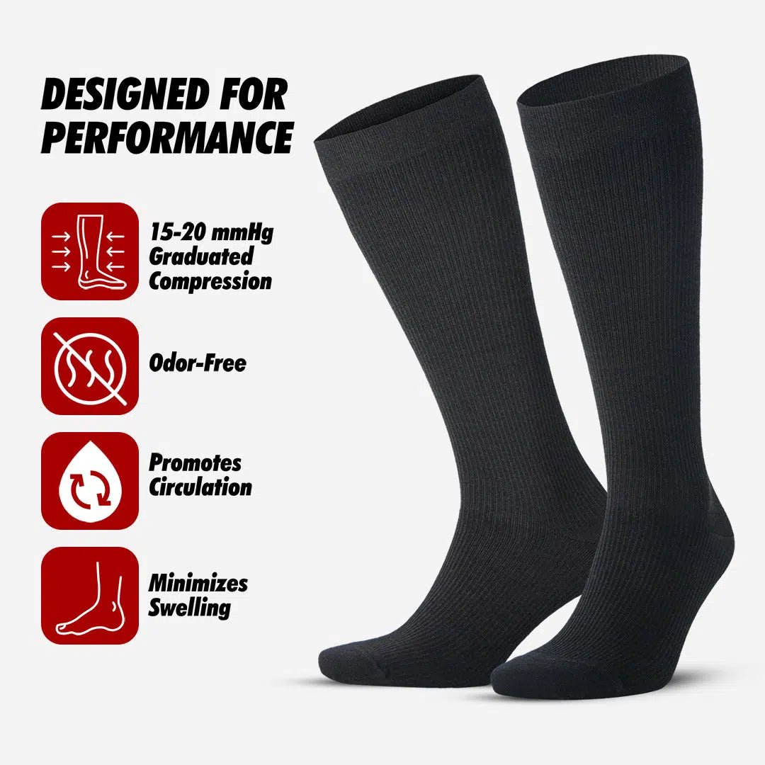 GoWith 15 - 20 mmHg Merino Wool Compression Socks for Men & Women - No Cushion - Angler's Pro Tackle & Outdoors