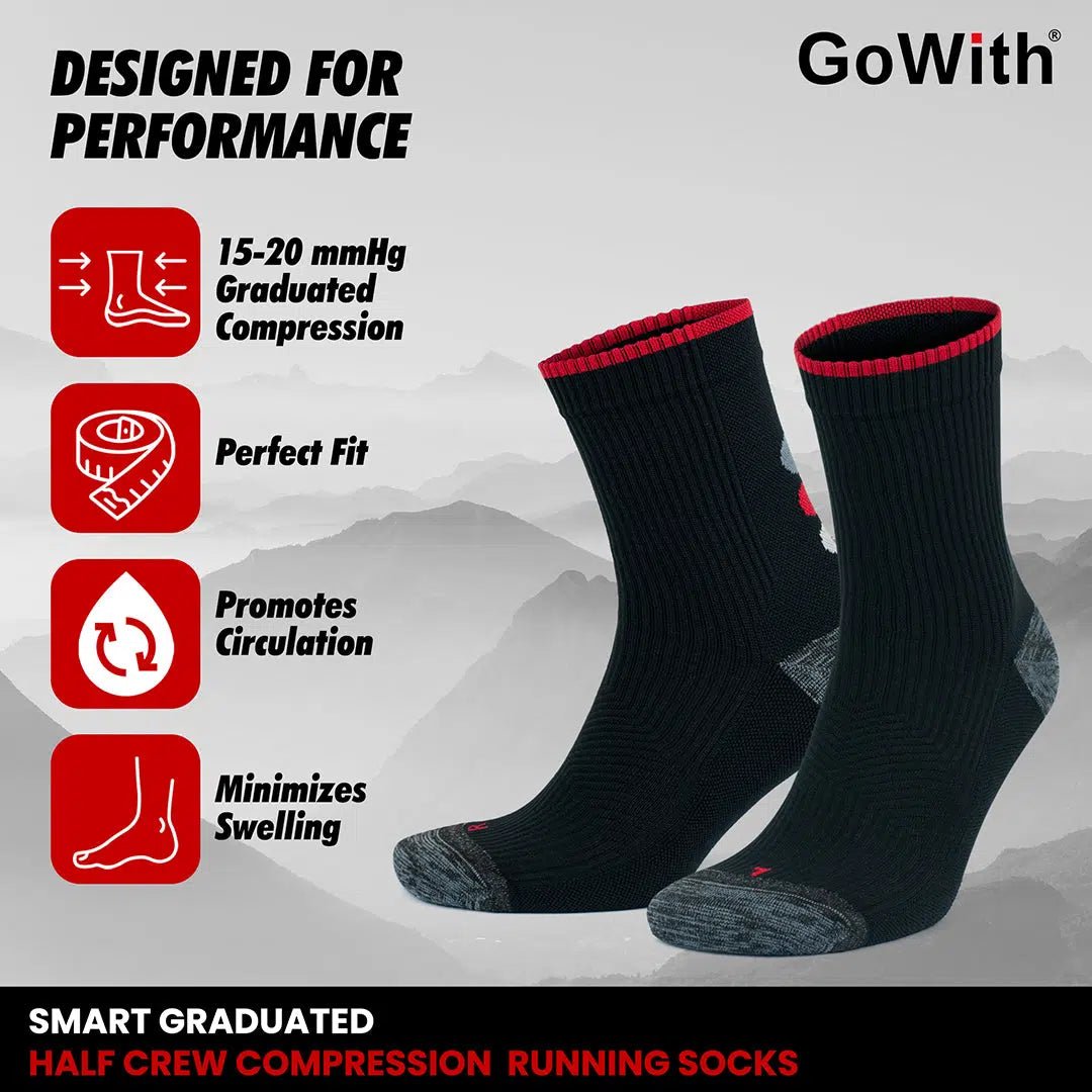 GoWith 15 - 20 mmHg Quarter Compression Running Socks for Men and Women - Angler's Pro Tackle & Outdoors