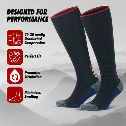 GoWith 20 - 30 mmHg Knee High Athletic Compression Socks for Men & Women - Cushioned Sole - Angler's Pro Tackle & Outdoors