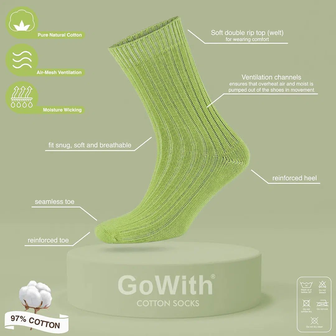 GoWith 97% Cotton Crew Dress Socks for Men and Women - Colorful - Angler's Pro Tackle & Outdoors