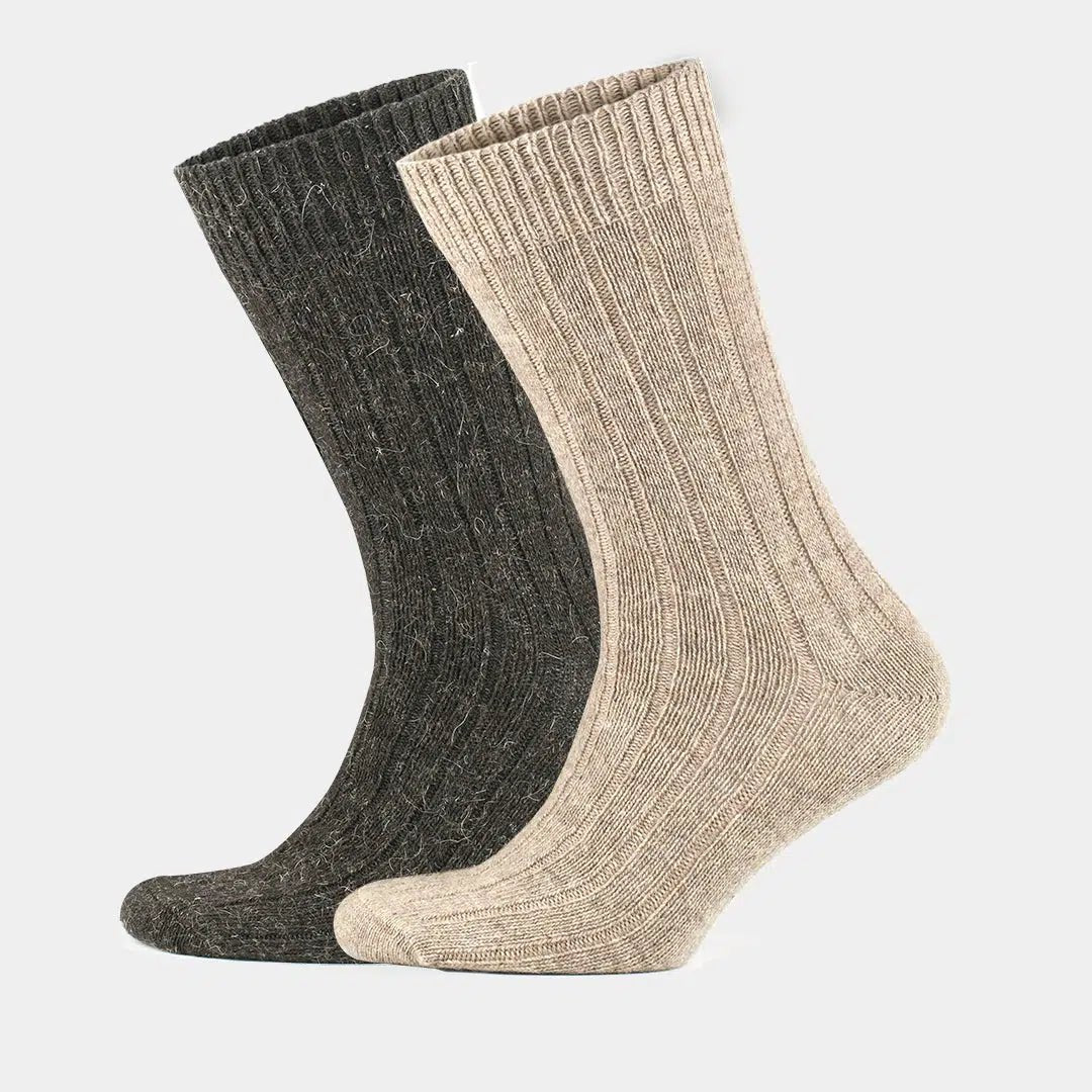 GoWith Alpaca Wool Crew Hiking Boot Socks for Men and Women - Ribbed Plain - Angler's Pro Tackle & Outdoors