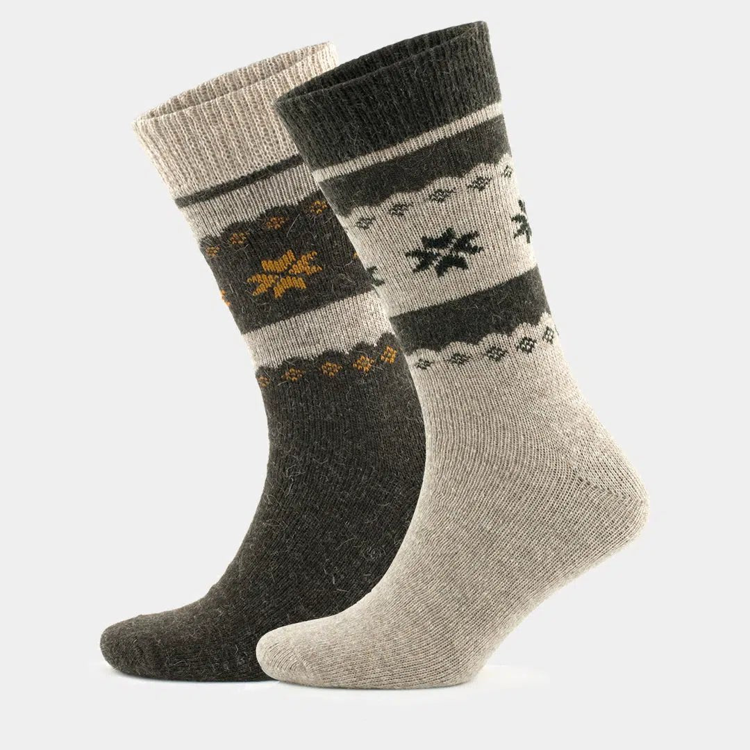 GoWith Alpaca Wool Crew Hiking Boot Socks for Men and Women - Snowflake - Angler's Pro Tackle & Outdoors