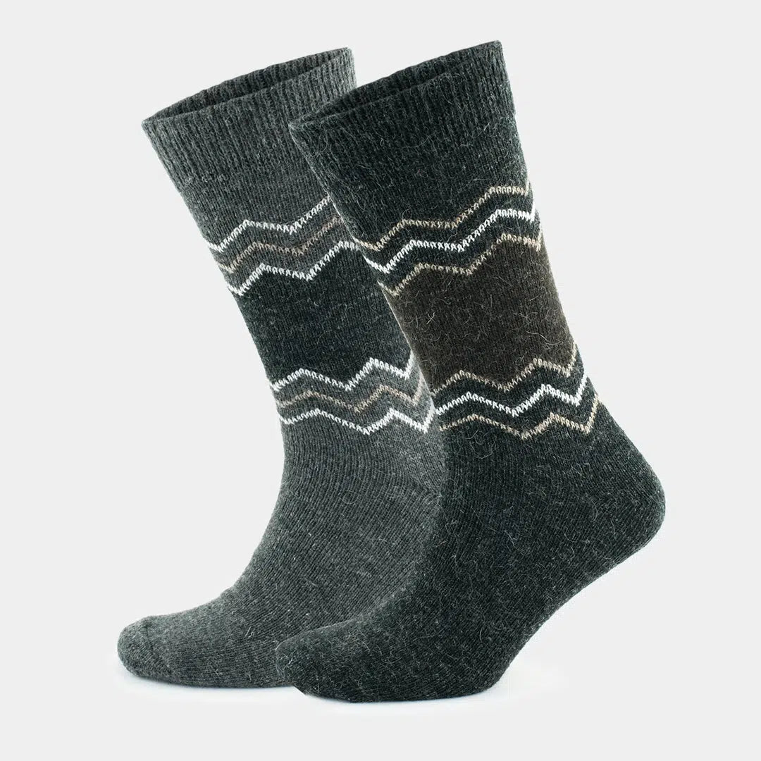 GoWith Alpaca Wool Crew Hiking Boot Socks for Men and Women - Wavy Striped - Angler's Pro Tackle & Outdoors