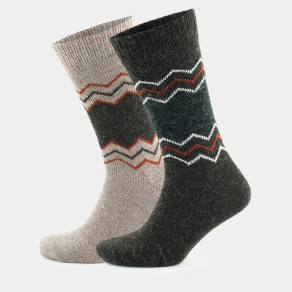 GoWith Alpaca Wool Crew Hiking Boot Socks for Men and Women - Wavy Striped - Angler's Pro Tackle & Outdoors