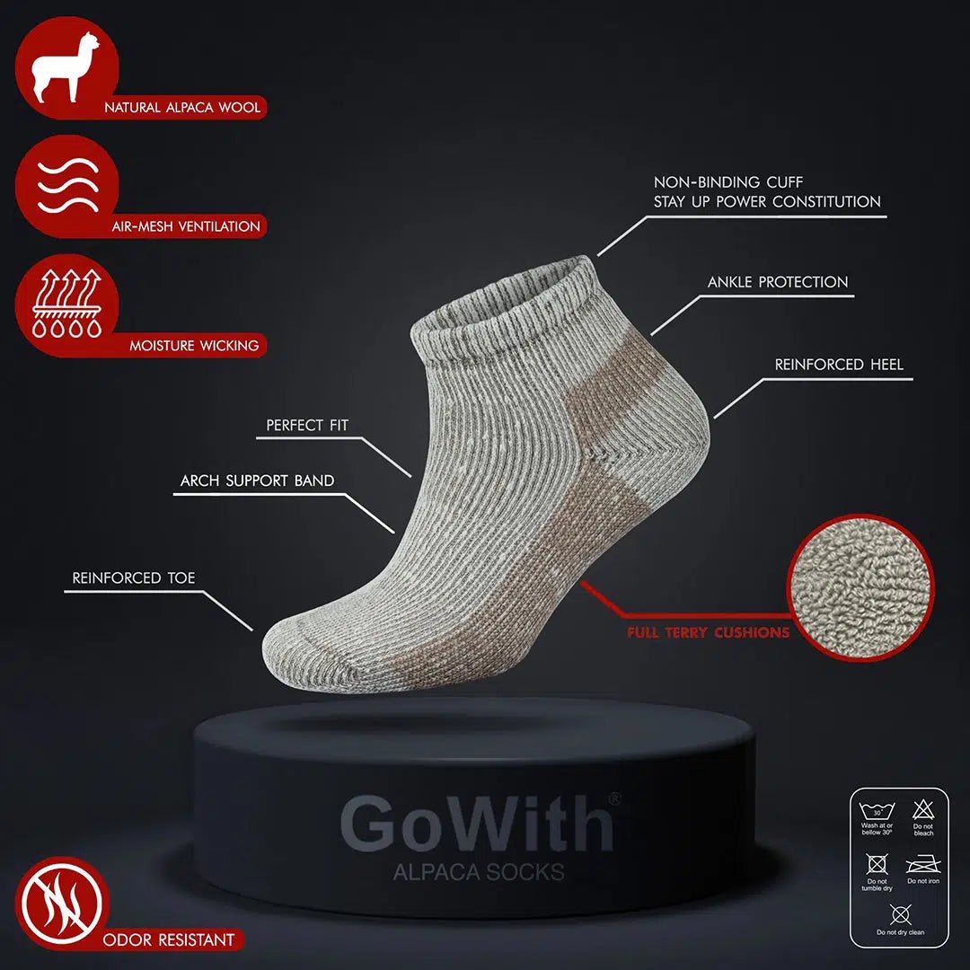 GoWith Alpaca Wool Thermal Full Terry Short Hiking Socks for Men & Women - Optic Effect - Angler's Pro Tackle & Outdoors