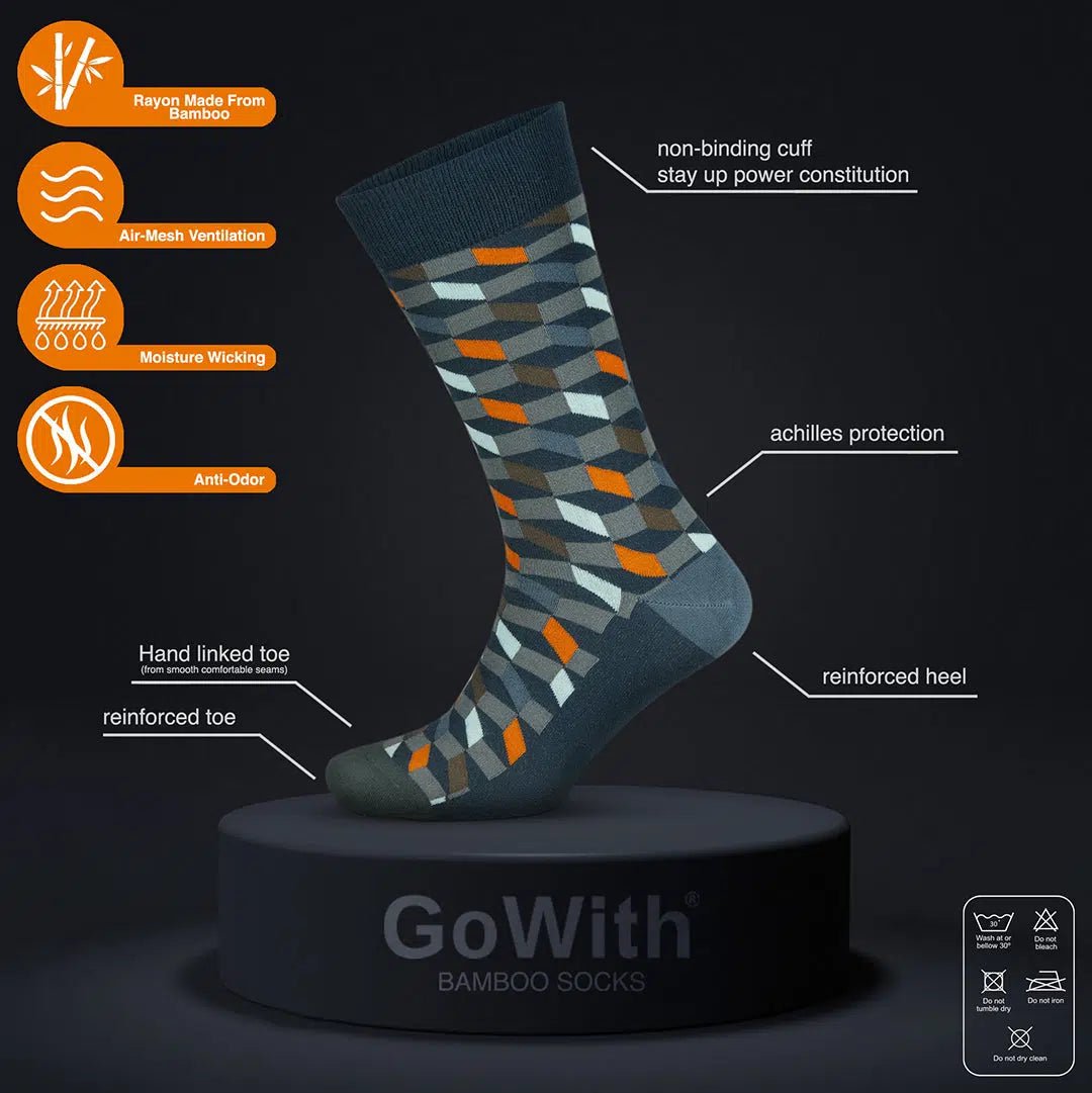 GoWith Men's Bamboo Colorful Crew Funny Dress Socks - Angler's Pro Tackle & Outdoors