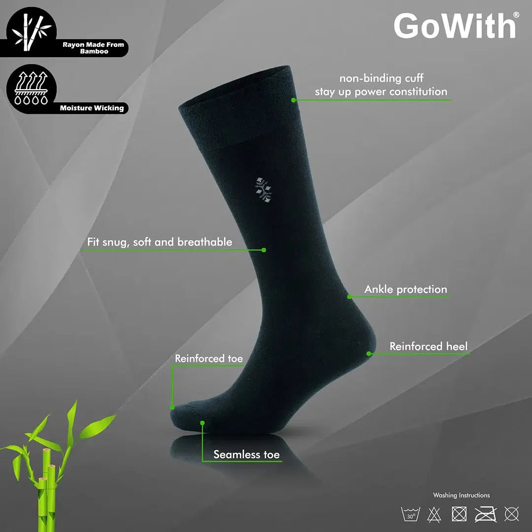 GoWith Men's Bamboo Crew Dress Socks - Black & Multicolor - Angler's Pro Tackle & Outdoors