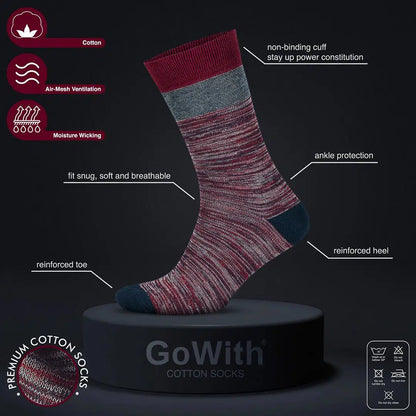 GoWith Men's Cotton Soft Crew Dress Socks - Optic Effect - Angler's Pro Tackle & Outdoors