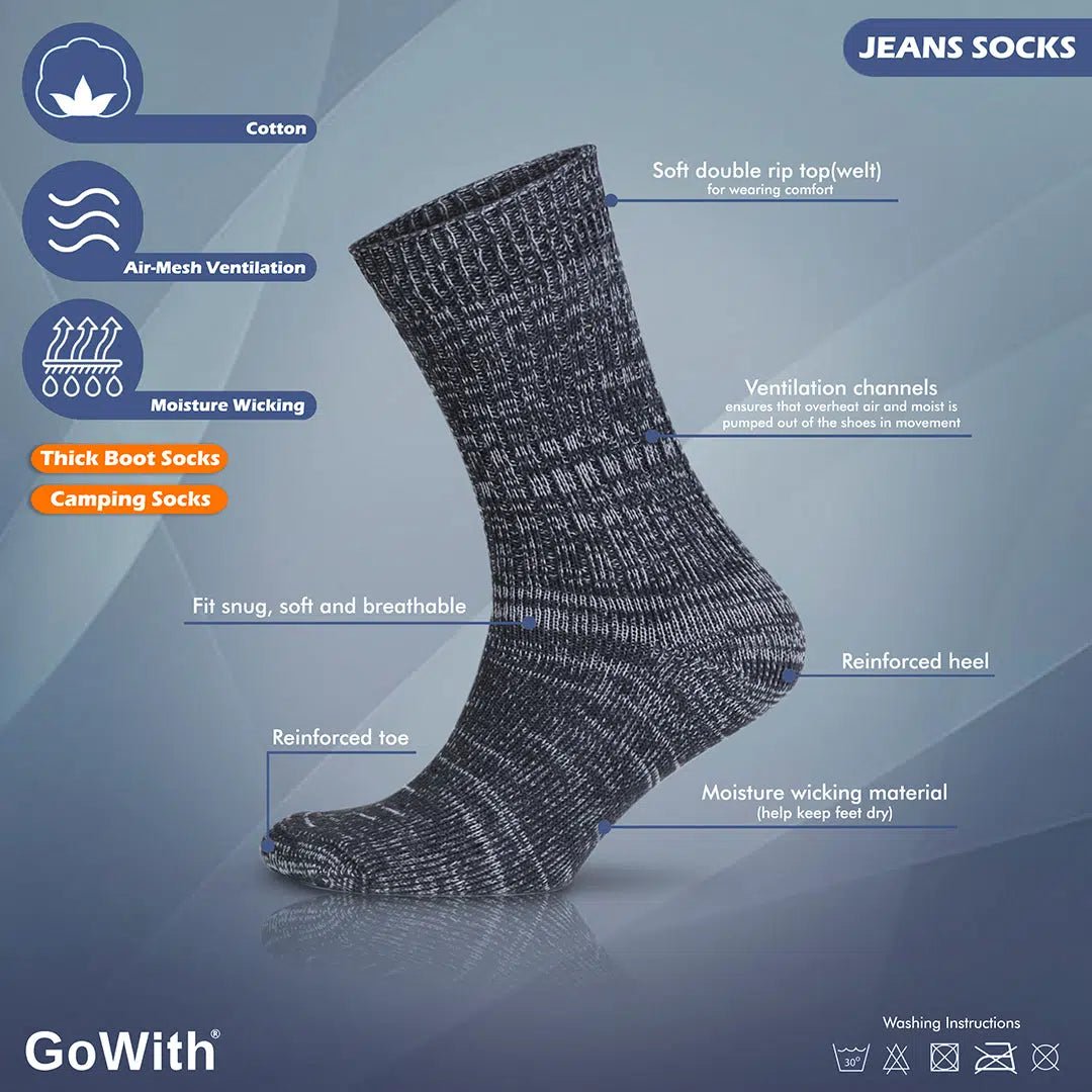 GoWith Men's Cotton Thick Casual Crew Socks - Angler's Pro Tackle & Outdoors