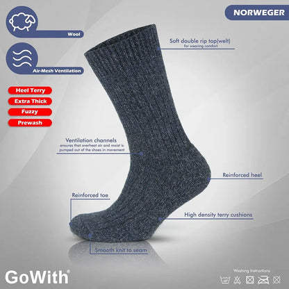 GoWith Men's Merino Wool Extra Thick Terry Sole Fuzzy Crew Socks - Multicolor - Angler's Pro Tackle & Outdoors