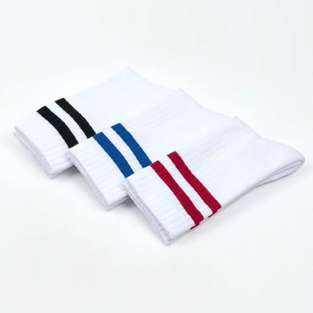 GoWith White Crew Striped Athletic Tennis Socks for Men and Women - Angler's Pro Tackle & Outdoors