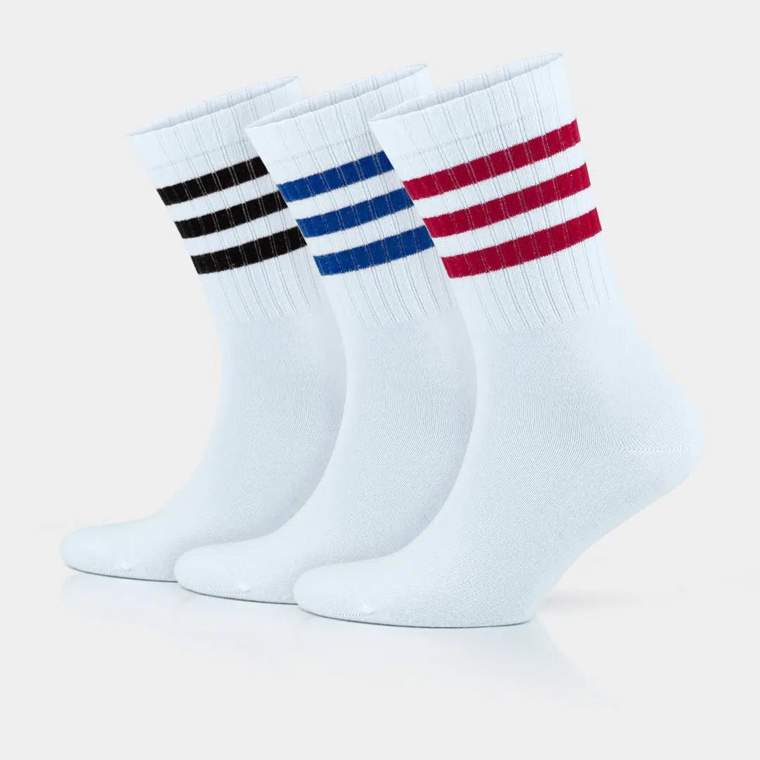 GoWith White Crew Striped Athletic Tennis Socks for Men and Women - Angler's Pro Tackle & Outdoors